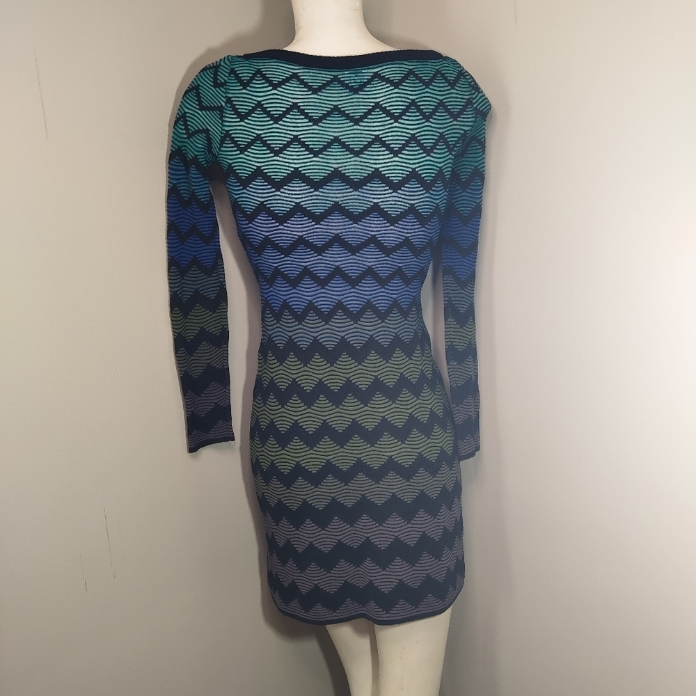 M Missoni Wave Knit Long Sleeve Bodycon Dress Size 40 IT SMulticolor - Picture 4 of 14